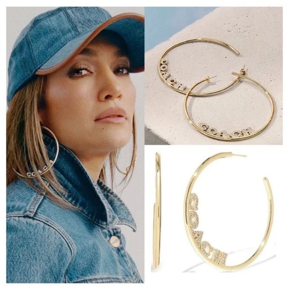 Pavé Coach Large Hoop Earrings - Picture 4 of 4